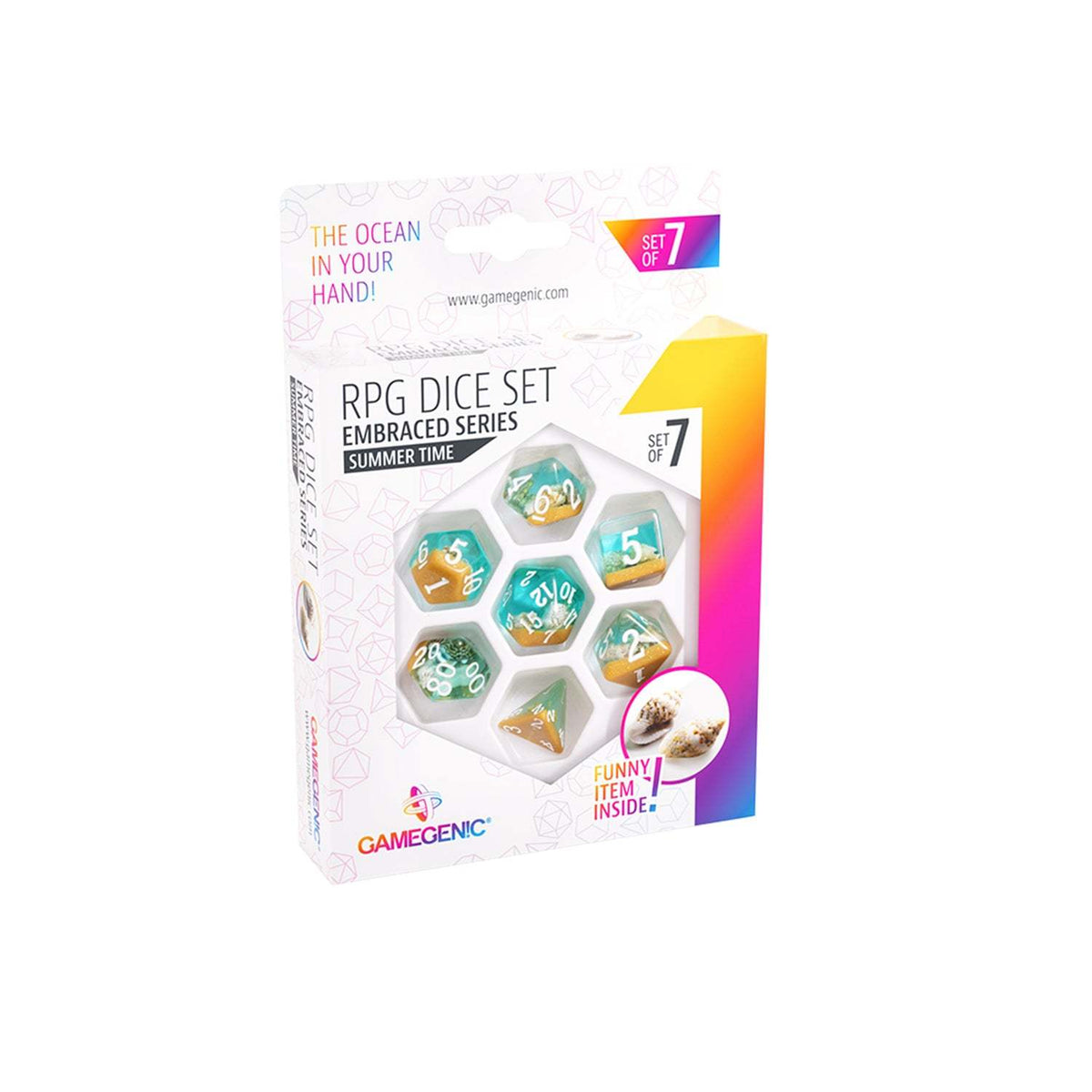 Gamegenic Embraced Series Summer Time RPG Dice Set 7 Piece Resin Dice